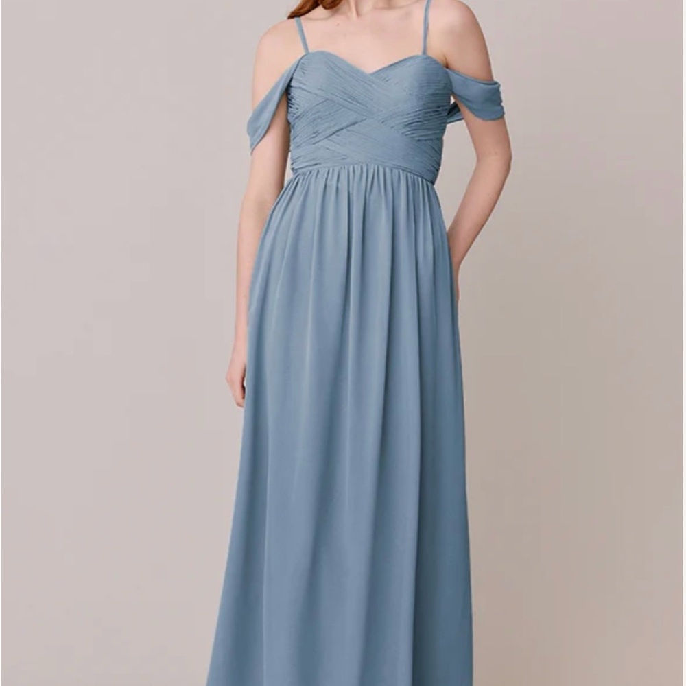Elegant Revelry French Blue Off-Shoulder Women's Dress